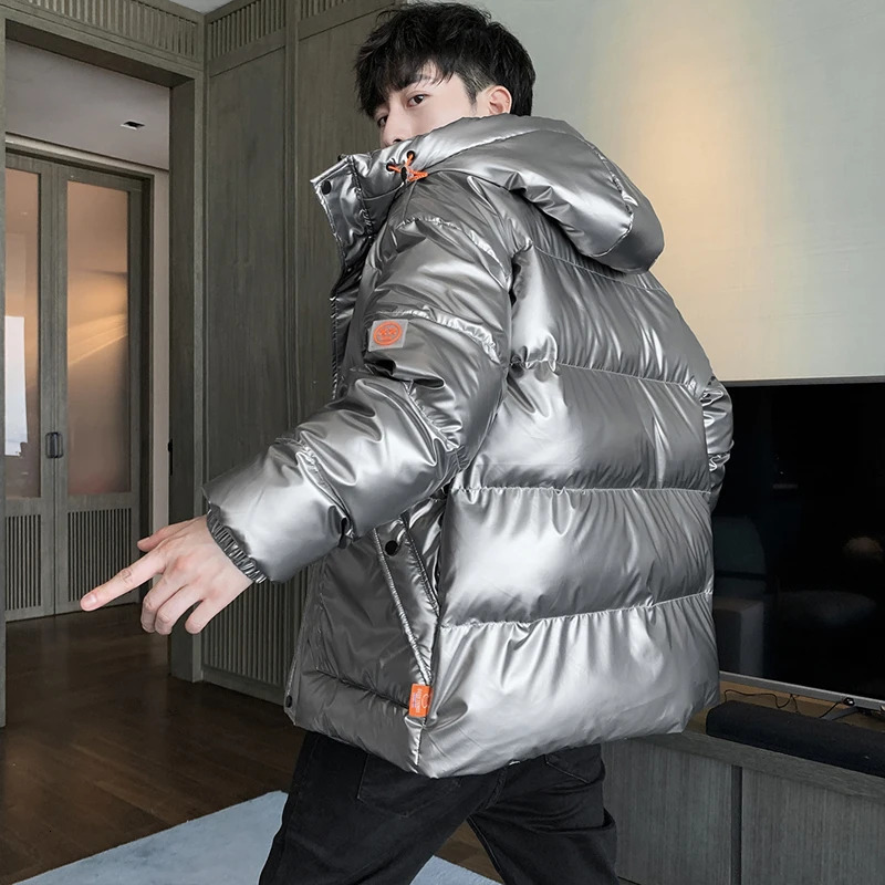 Plus size 8XL 7XL 6XL shiny coats Men Hood Warm Hip HOP winter Overcoat mens cottonpadded Parkas casual thickened Parka 241024