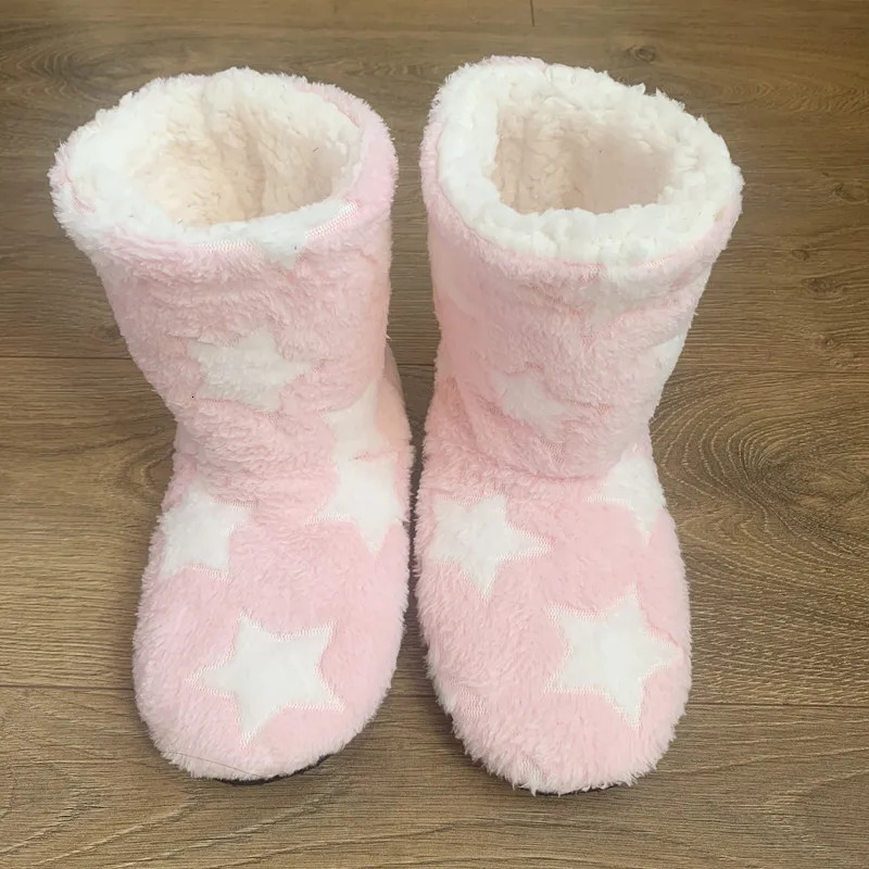 VENTACT Christmas Sock Shoes Woman Star Pattern Winter Slippers Thick Warm Floor Shoes Non-Slip Indoor Cotton Boots Coral Fleece 241025