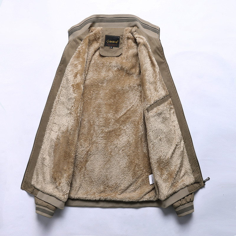 2024 New Designer Winter New Business and Leisure Middle aged Men's Stand up Collar Plush Warm Jacket Coat