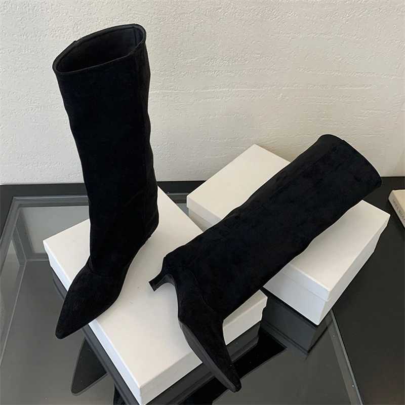 Eilyken 2025 Winter Street Style Pointed Toe Knee-High Boots Women Low Heels Shoes Female Long Booties Zapatos De Mujer Z241028