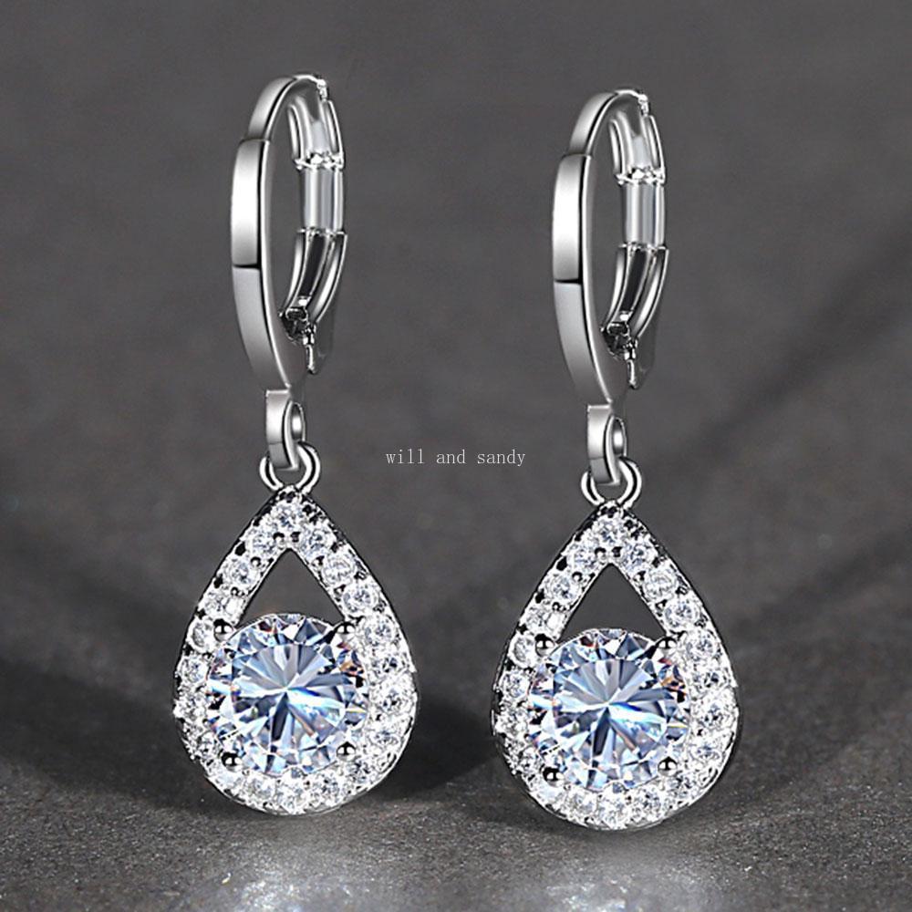 Tear Water Drop Diamond Earrings Dangle Designer Jewelry Love Heart Charm Gold Silver Filled Cubic Zirconia Ear Rings Cuff for Women Gift Topaz Fashio