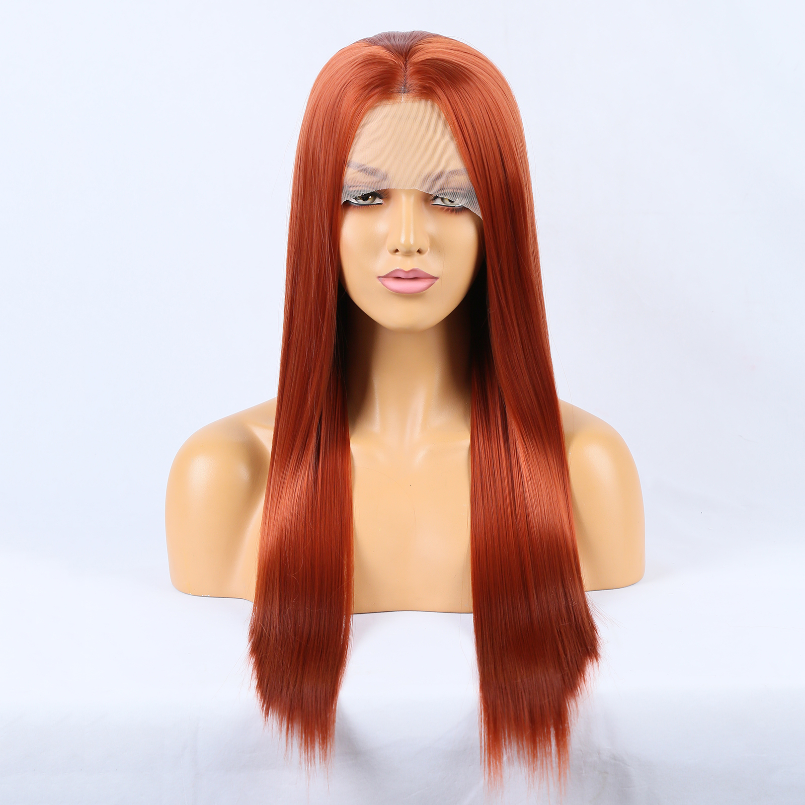 RDY Copper Red Silky Straight Synthetic Lace Front Wig Glueless Natural Haire Reddish Brown Frontal Hair Wigs for Women Daily