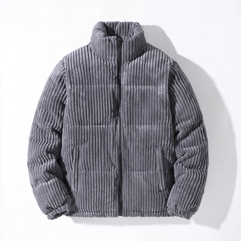 2024 new designer winter corduroy thick warm men's cotton jacket, teenage student lambing wool top