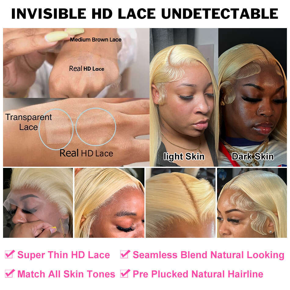 Rosabeauty x hd Lace Frontal Wig Honey Blonde Bone Straight Human Hair Wigs Brazilian Color Front For Women