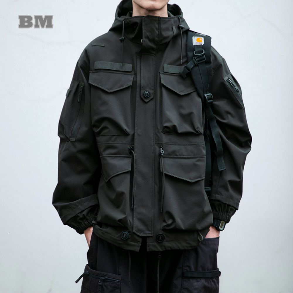 Outdoor Mountain Multi-Pocket Windproof Hiking For Men Clothing High Quality Haruku Casual Hooded Cargo Jacket Male