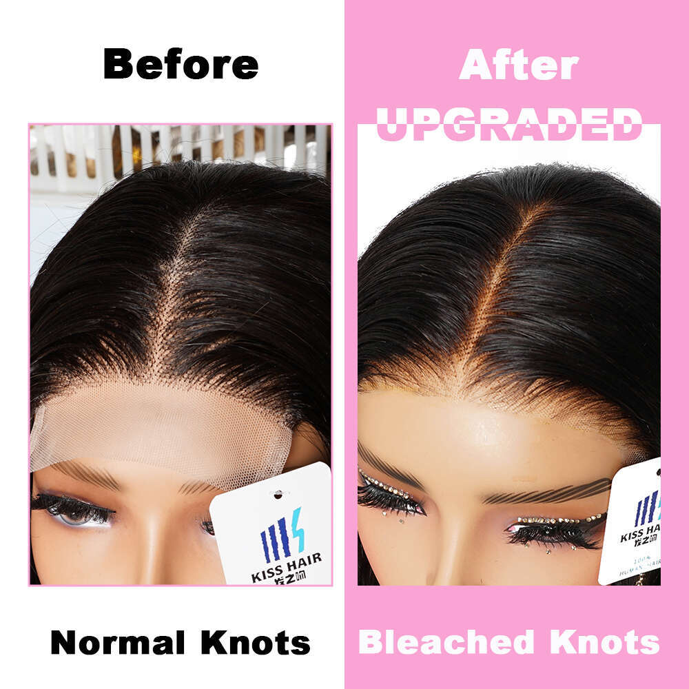 Bleached Knots Lace Front Wig Pre plucked Glueless Wigs Ready to Wear inch Remy Brazilian Human Hair without Glue