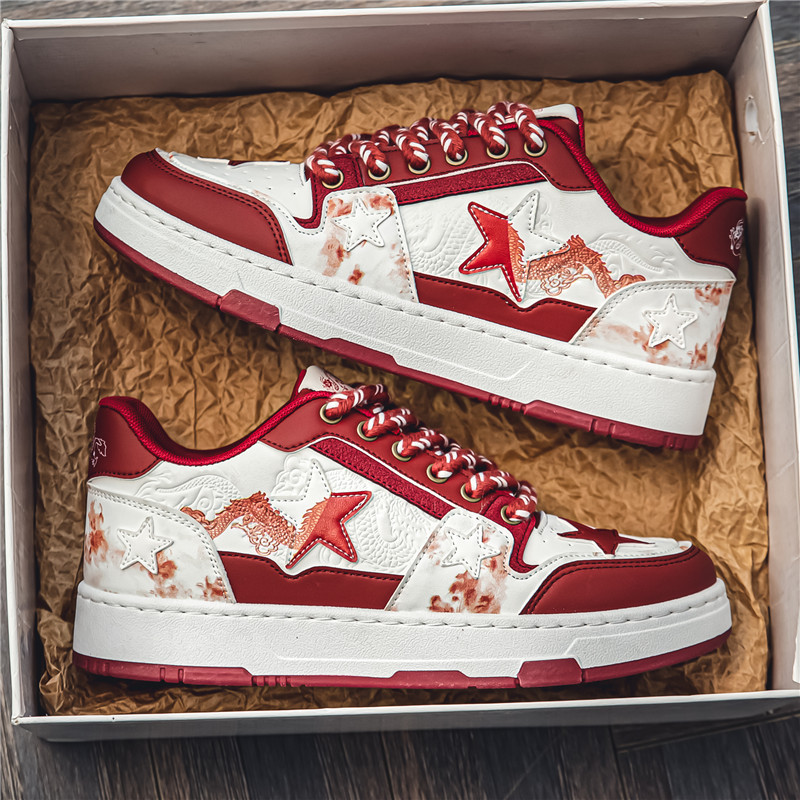 2024 Autumn New Men's the Year of the Loong Leather Embossed Dragon Plate Shoes Youth Student Fashion Shoes Sports Men's Shoes dh5727163