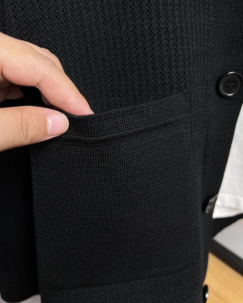 High quality solid color simple knitted cardigan sweater mens highend jacket autumn and winter Korean version trendy 241024