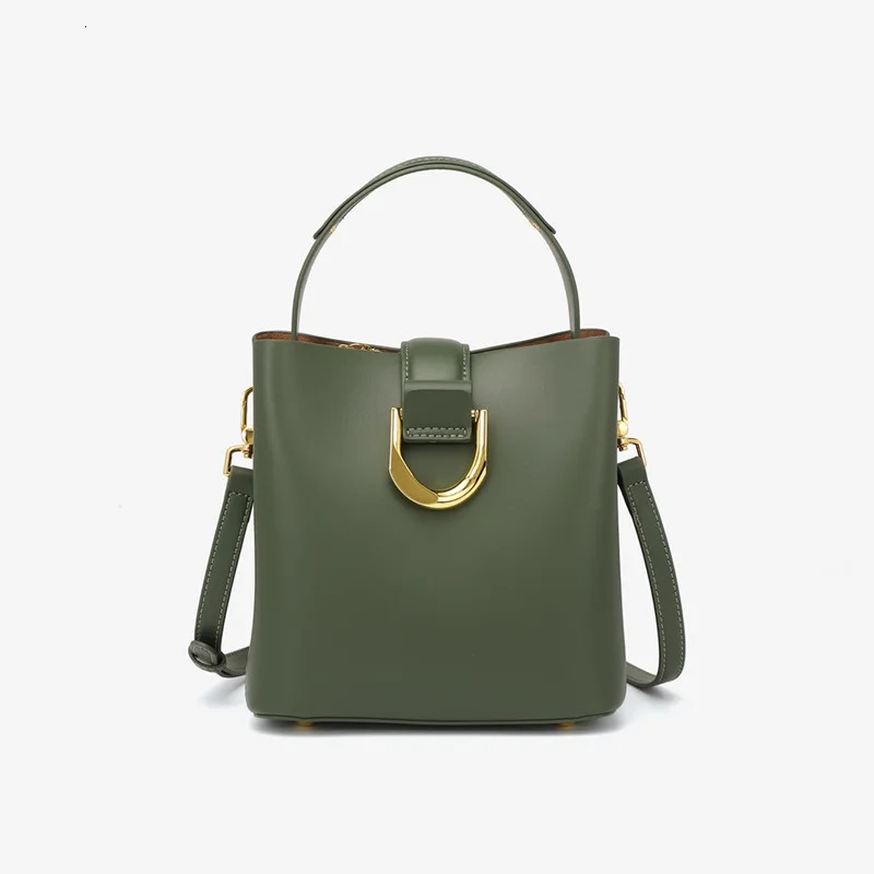 Arrival Women Bucket Bag High Quality Handbags Genuine Leather Shoulder Bags Cowskin Female Small Casual Green 241021