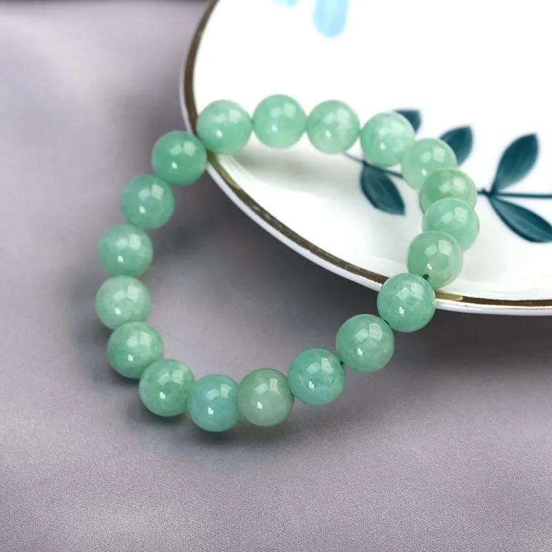 JD Natural Stone Myanmar Green Jade Beaded Bracelet Round Chalcedony Buddha Bead Yoga Bangles Energy Healing Jewelry Gift 241028