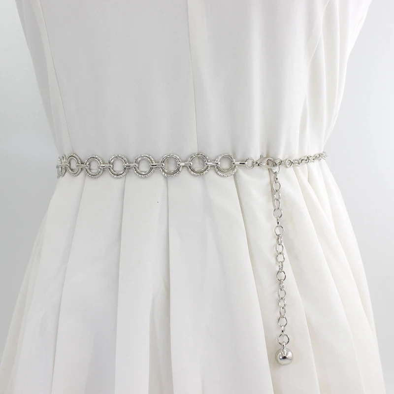 Fashion Circle Metal Waist Chain Belt WomenS Gold Silver Waistband Hip Hop Style Belts Dress Accessories Cinturon Mujer 241028