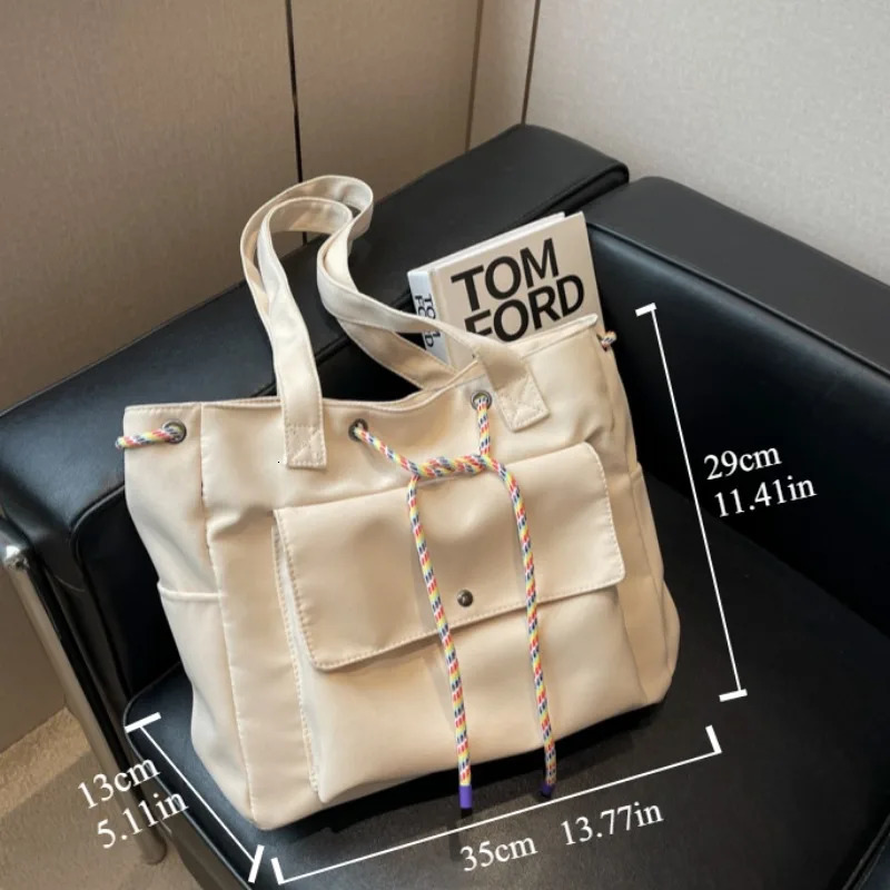 Large Capacity Canvas Tote Bag for Womens Versatile Instagram College Student Class Shoulder Bag 241025