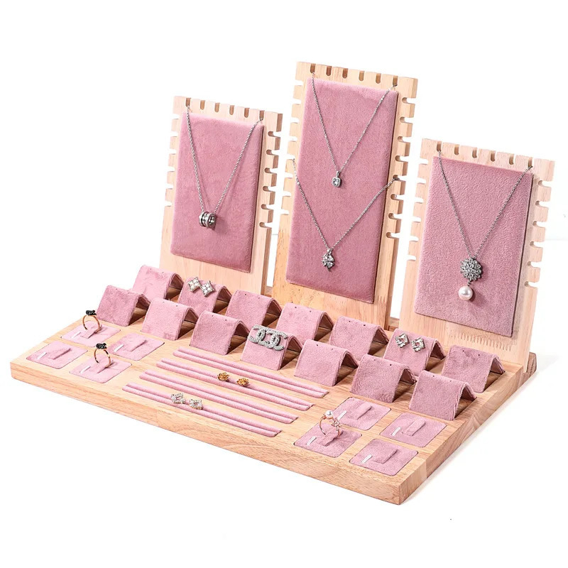 Jewelry display tray necklace pendant bracelet chain holder ring earring stud organizer jewelry display prop set 241014