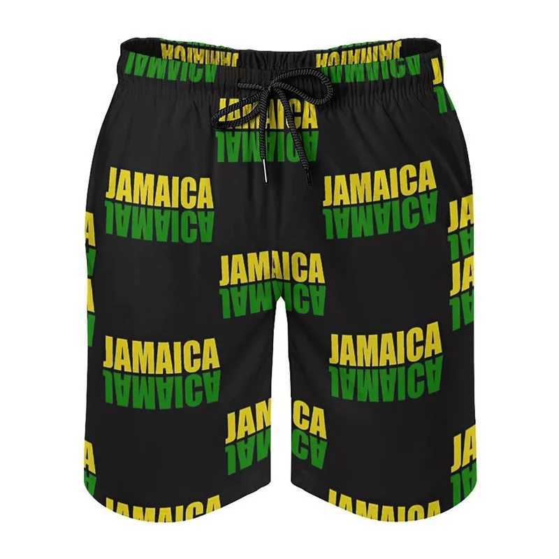 Mens 3D printed Jamaican flag swim trunks fashionable summer Jamaican beach surfboard shorts quick drying gym shorts X250410