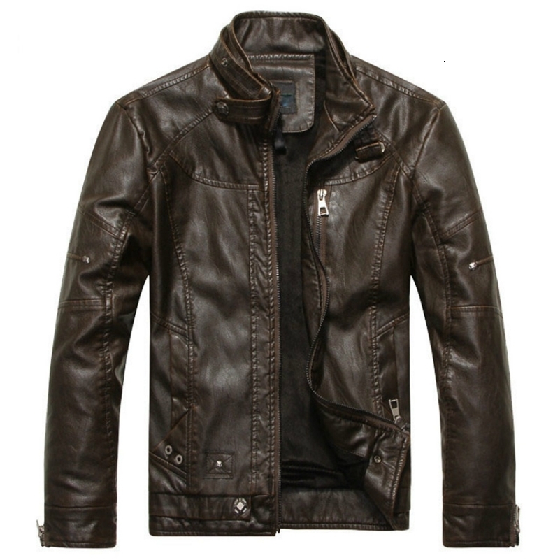 Men PU Leather Jackets Motorcycle Mens Cotton Coat Autumn Winter Fleece Leather Jacket Jaqueta De Couro Masculina Casual 241007