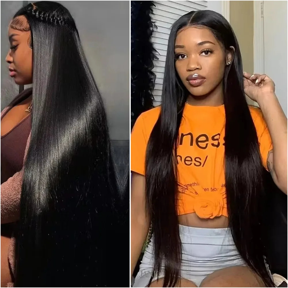 Smooth Straight 13x6 Front Pre Plucked Brazilian 360 Closure Lace Frontal Wigs Human Hair for Black Women