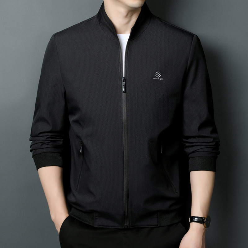 2024 autumn and winter new designer lightweight stand up collar business casual jacket for middle-aged and young men, loose top trend