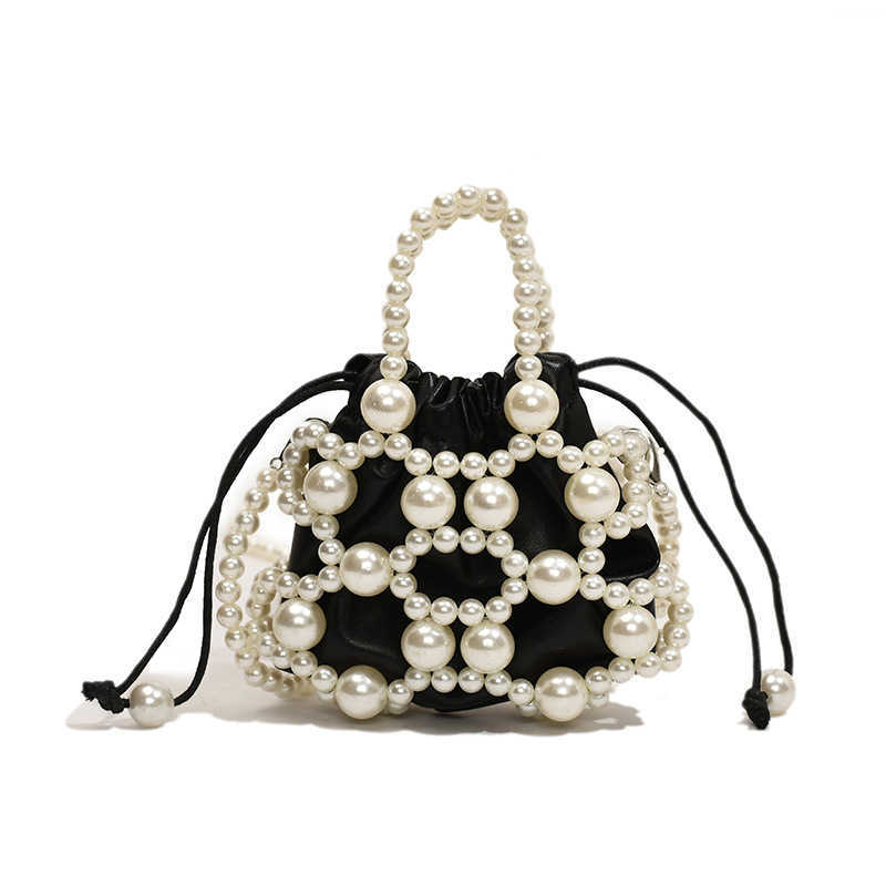 CMM Summer Small Bag New Small Fragrance Pearl Single Shoulder Womens Single Shoulder Crossbody Hollow Woven Bag Trend