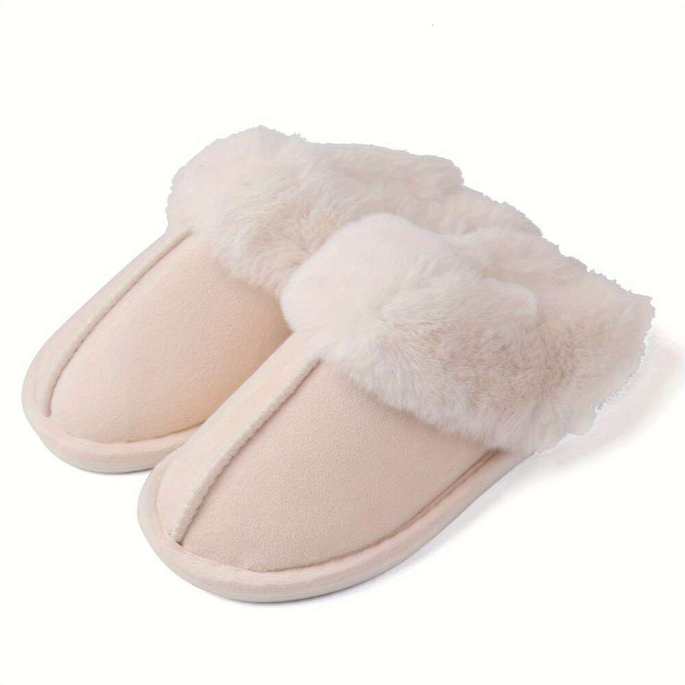 Cozy Plush Women - Slippers with Memory Foam, Non Sole, Slip On Design, Soft Indoor Bedroom Shoes for Ultimate Comfort and Relaxation