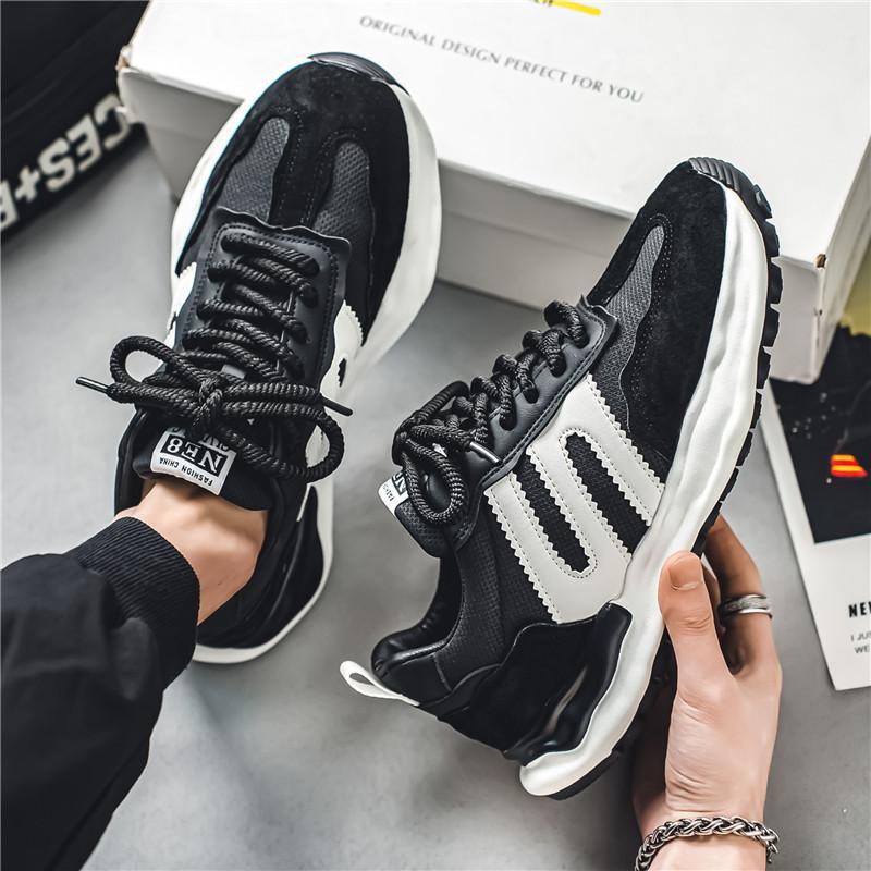 2024 autumn new men's leather thick soled dad shoes student casual sports shoes niche men's shoes dh910320090