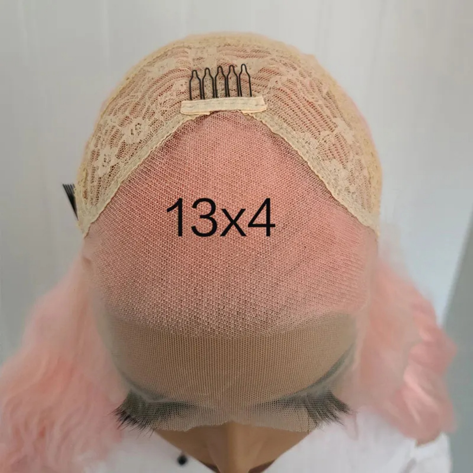 13X4 Peach Pink Natural Wavy Synthetic Front Wig Long Curly Light Orange Colored Hair Lace Frontal Wigs for Women Party