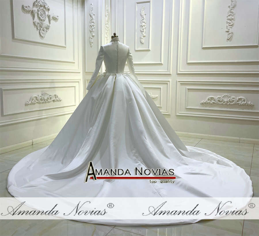 Long Sleeve High neck For Mulism Bride 2 In 1 Stain Mermaid Wedding Dress