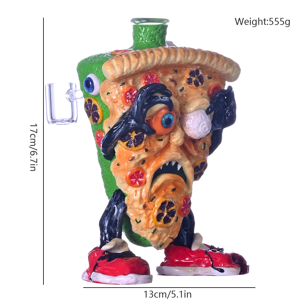 6.7in,Polymer Clay Cartoon Pizza Monster Glass Smoking Item,Evil Eyes With Glow In The Dark,Glass Bong,Glass Water Pipe With 10mm Glass Blow,Smoking A