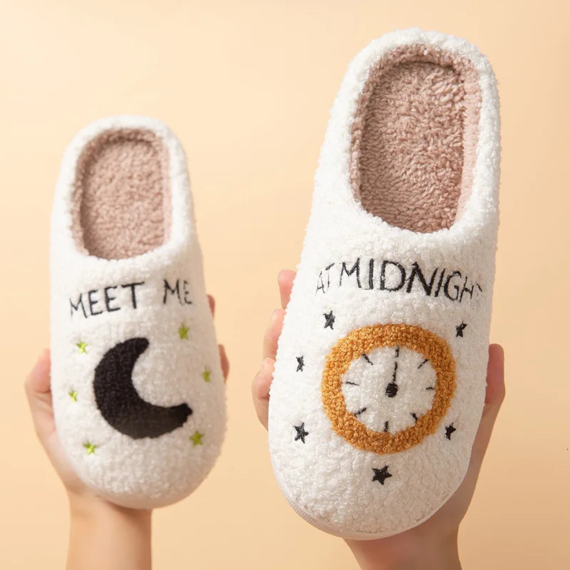 Christmas Present Cute Slippers for Women Mens Winter Home Autumn Warmth Thick Plush Non-Slip Leisure Soft Bedroom Floor Shoes 241025