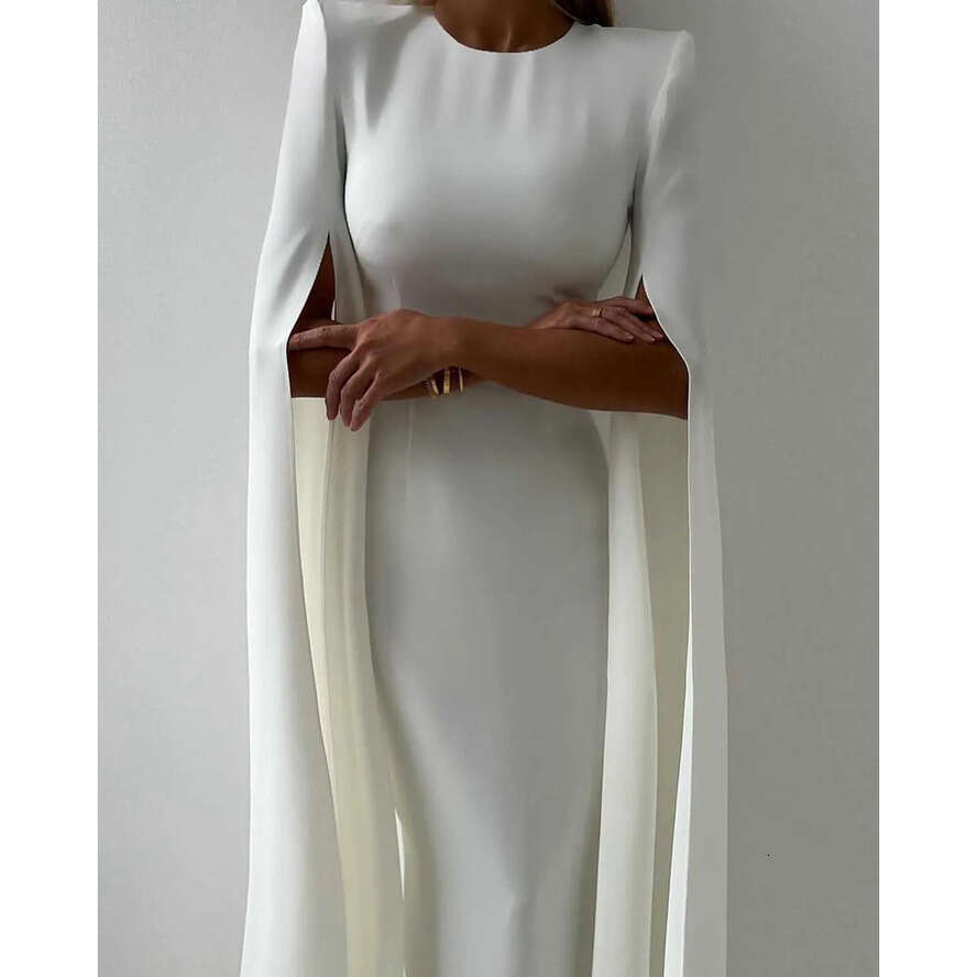 Unique Mermaid Prom Long-Sleeve Capped Design Fairy Ankle Length Front Split Celebrity Evening Dresses Plus Size Custom Made L24473 0508
