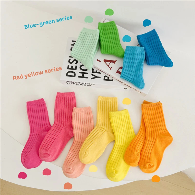 17 Colors Childrens Casual Socks Ribbed Boys Girls School Sock Toddlers Ankle Sock Cotton Striped Baby Socken For Kids 1-9Y 241028