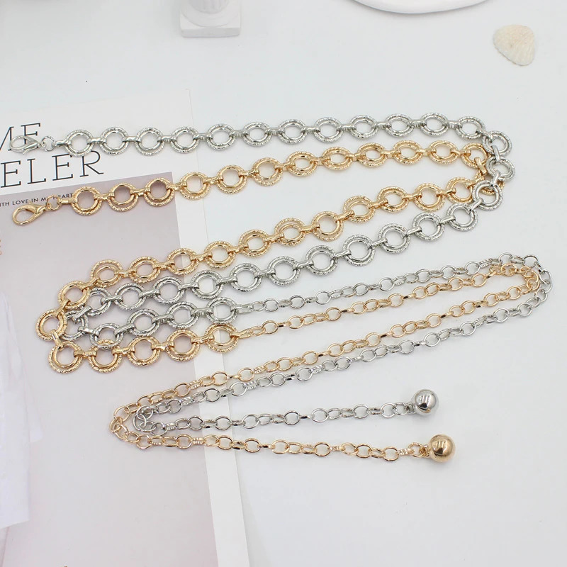 Fashion Circle Metal Waist Chain Belt WomenS Gold Silver Waistband Hip Hop Style Belts Dress Accessories Cinturon Mujer 241028
