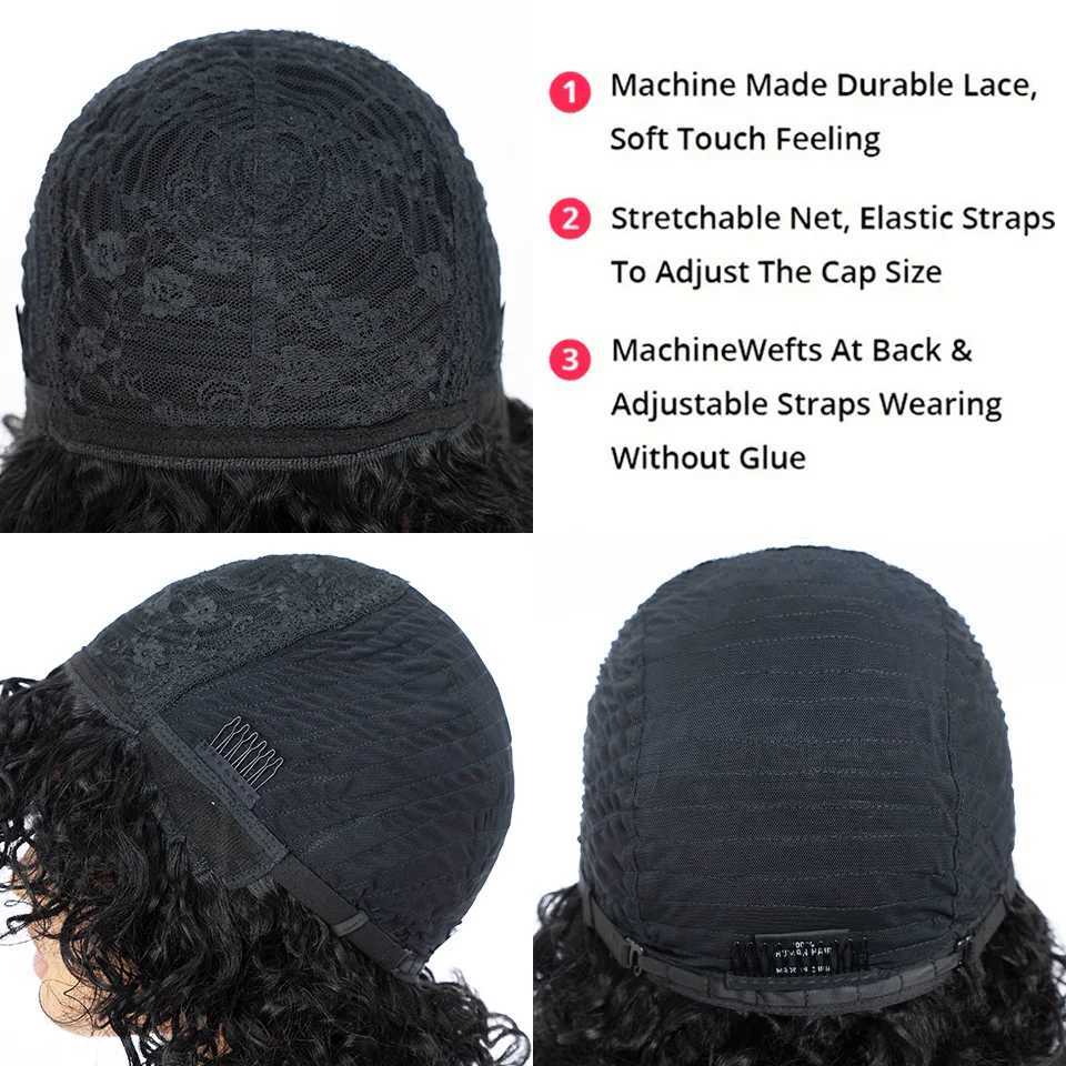 Short Curly Bob Wig Full Person Wig Natural Black Glueless Wig 10 inches E-Cut Short Bob Wig M241028