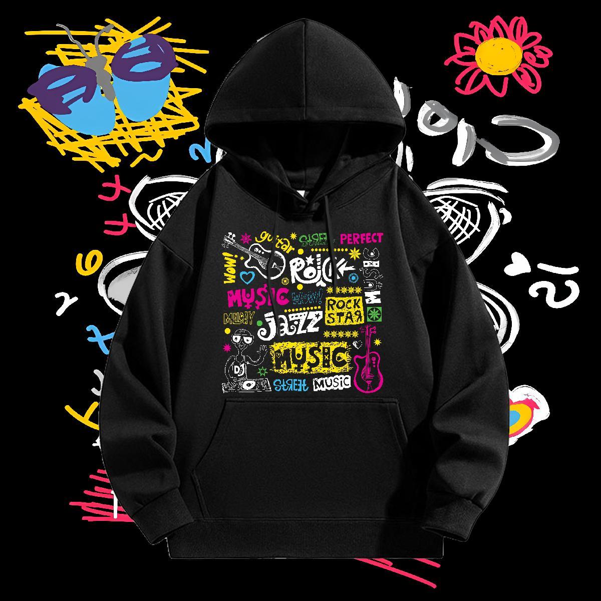 Fashion Hoodie for Men Hooded Collar TOP Quality Hoodie for Man Woman Anime Print Tops Hoody Hip Hop Warm Fleece