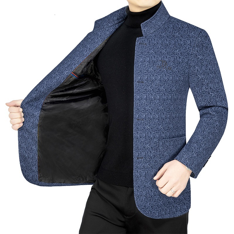 Cotton 2024 autumn and winter new designer series stand collar middle-aged men's wool jacket casual top high-end jacket