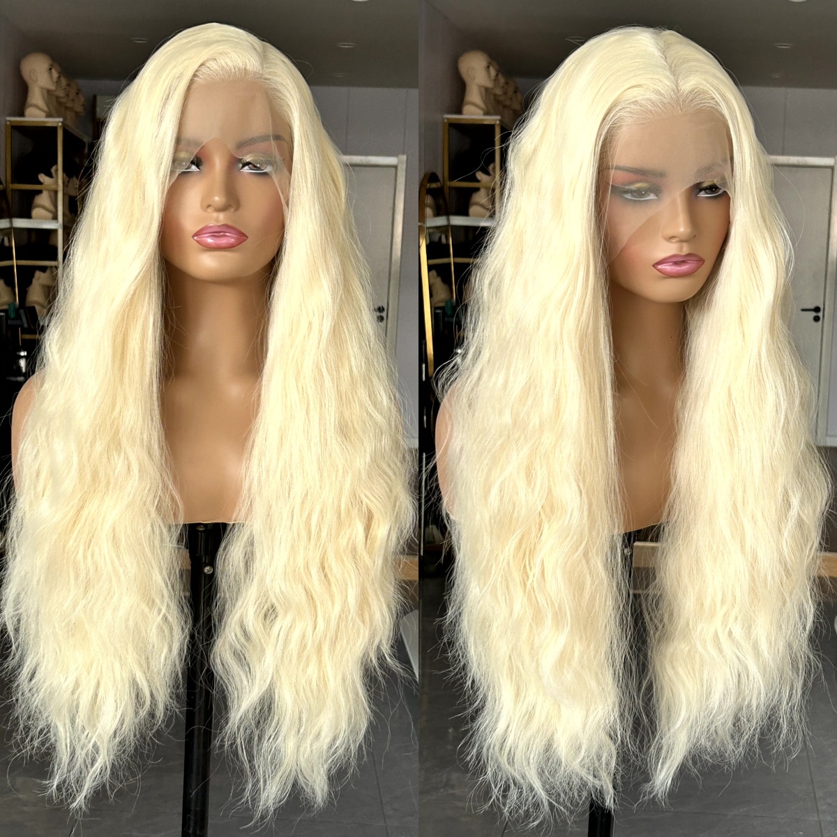 613 Blonde Natural Wavy Synthetic Lace Front Wig Long Curly Colored Hair 13X4 Frontal Wigs for Women Daily Party Cosplay