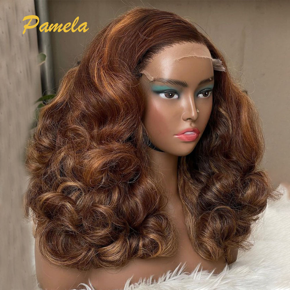 250% Density Honey Blonde Loose Wave Ombre 4/27 Colored 13x6 HD Transparent Lace Front Human Hair Wig Ready To Go