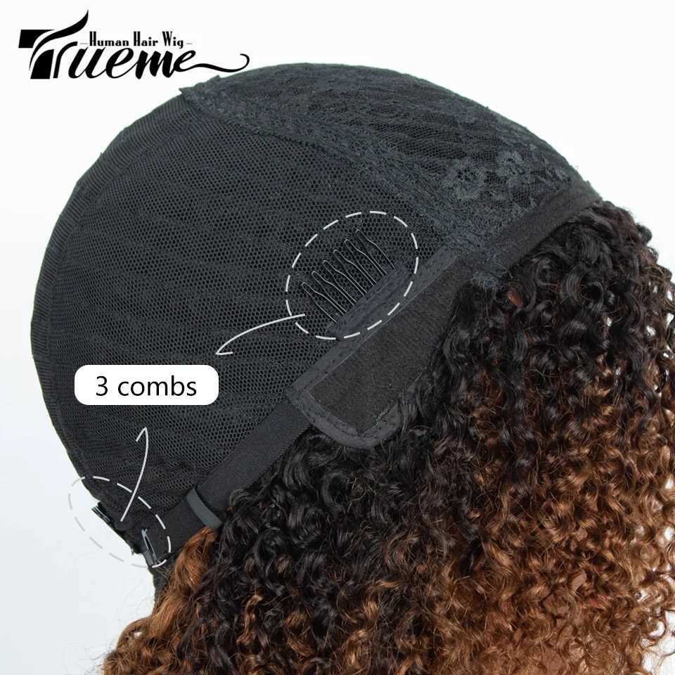 Trueme short twisted curly wig Brazil African twisted curly wig black female reddish brown curly e with bangs cut wig M241028