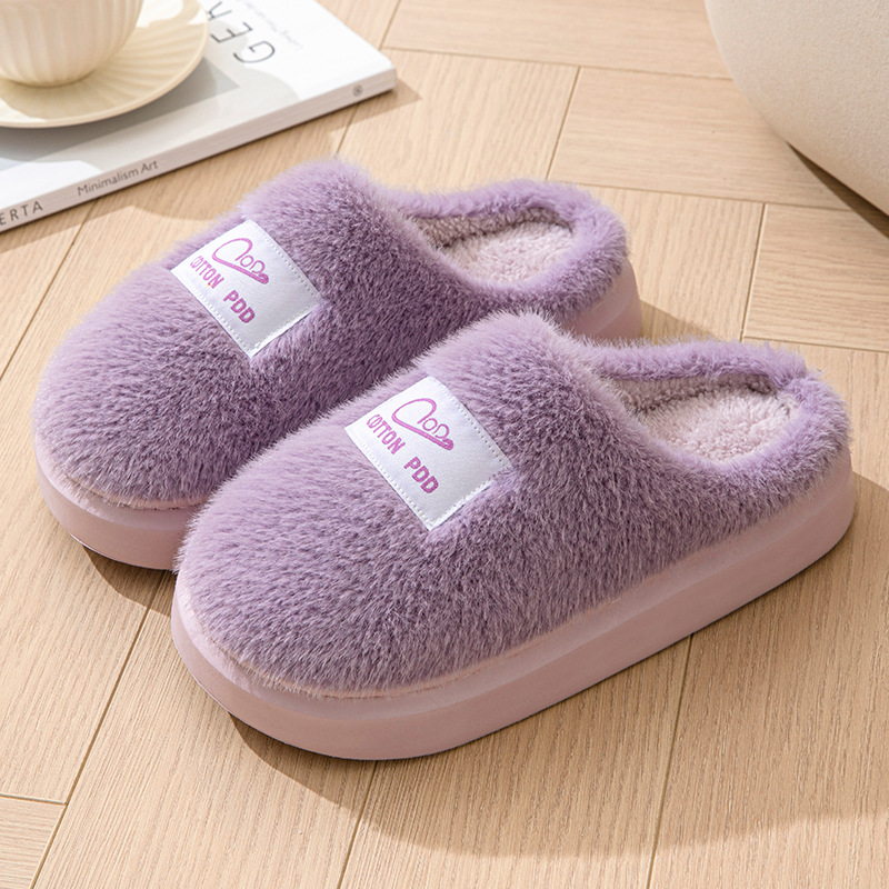 2024 New Winter Outdoor Couple NEW hot Indoor Home Non slip Thick Bottom Warm Fury Cotton Slippers for Women