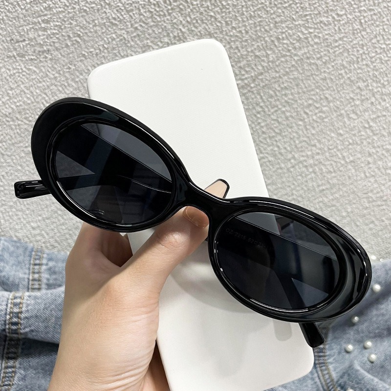 New Minimalist Cat Eye Oval Sunglasses for Both Men and Women Internet Celebrities Same Style Sunglasses for Street Photography Can Be Paired with OZ2