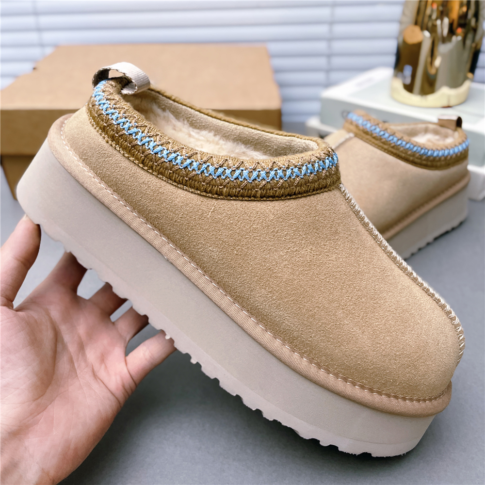 Tazz Slippers Tasman Fur Slides Classic Ultra Mini Platform Boots Slip-on Les Petites Suede Wool Seal Winter Mens Womens Designer Slipper Mustard Seed Sand Size 35-44