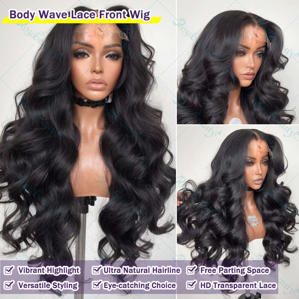 Inch Water Wave HD Lace Frontal Human Hair Wigs Transparent x Body Front Wig Pre Plucked For Women