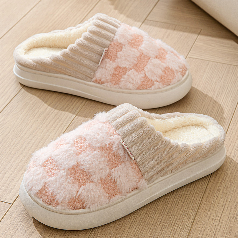 High quality autumn and winter indoor home anti slip thick bottom couple bedroom wearing NEW hot plush cotton slippers for women