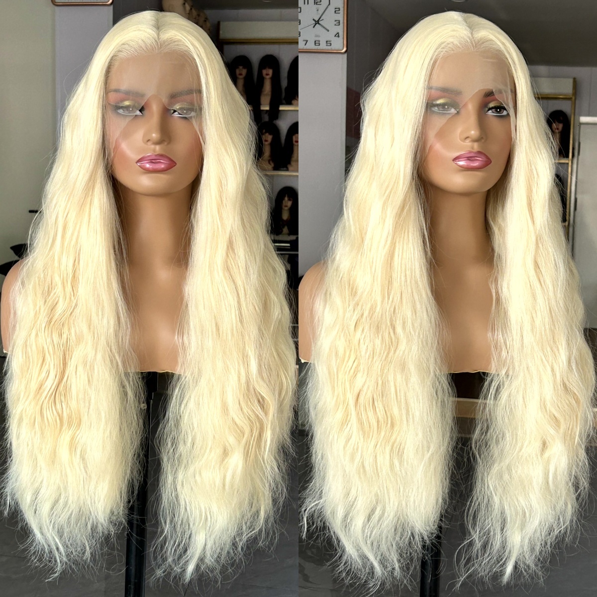613 Blonde Natural Wavy Synthetic Lace Front Wig Long Curly Colored Hair 13X4 Frontal Wigs for Women Daily Party Cosplay