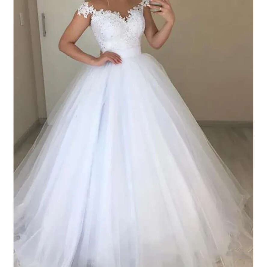 2 Pieces Removable Skirt Wedding Dresses White Cap Sleeve Beaded Lace A E Detachable Trail Bridal Gowns Customize Plus Size 0509