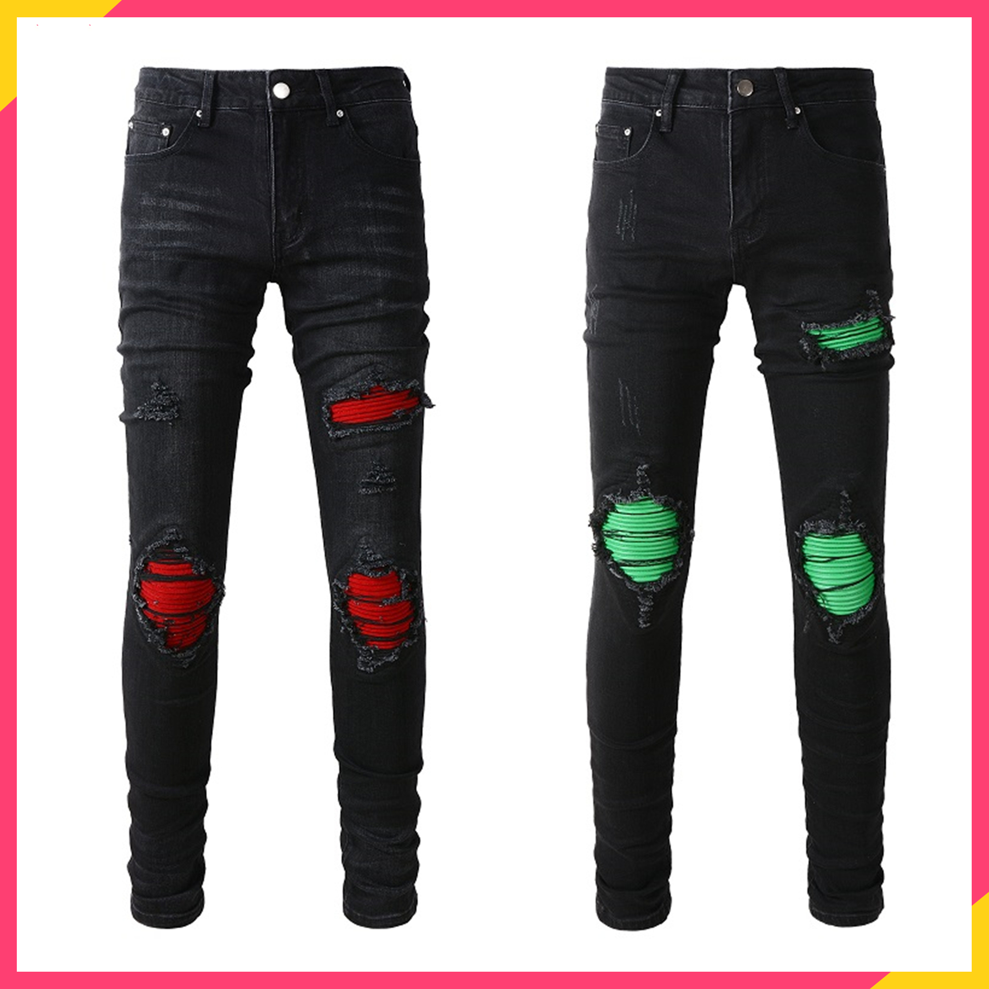 mens jeans designer jeans slim fit black men jeans cool style designer pant distressed ripped biker black blue jean slim fit motorcycle 2024