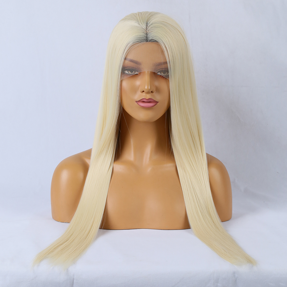 RONGDUOYI 613 Blonde Silky Straight Synthetic Lace Front Wig Glueless Natural Haire Hair Frontal Wigs for Women Daily Party