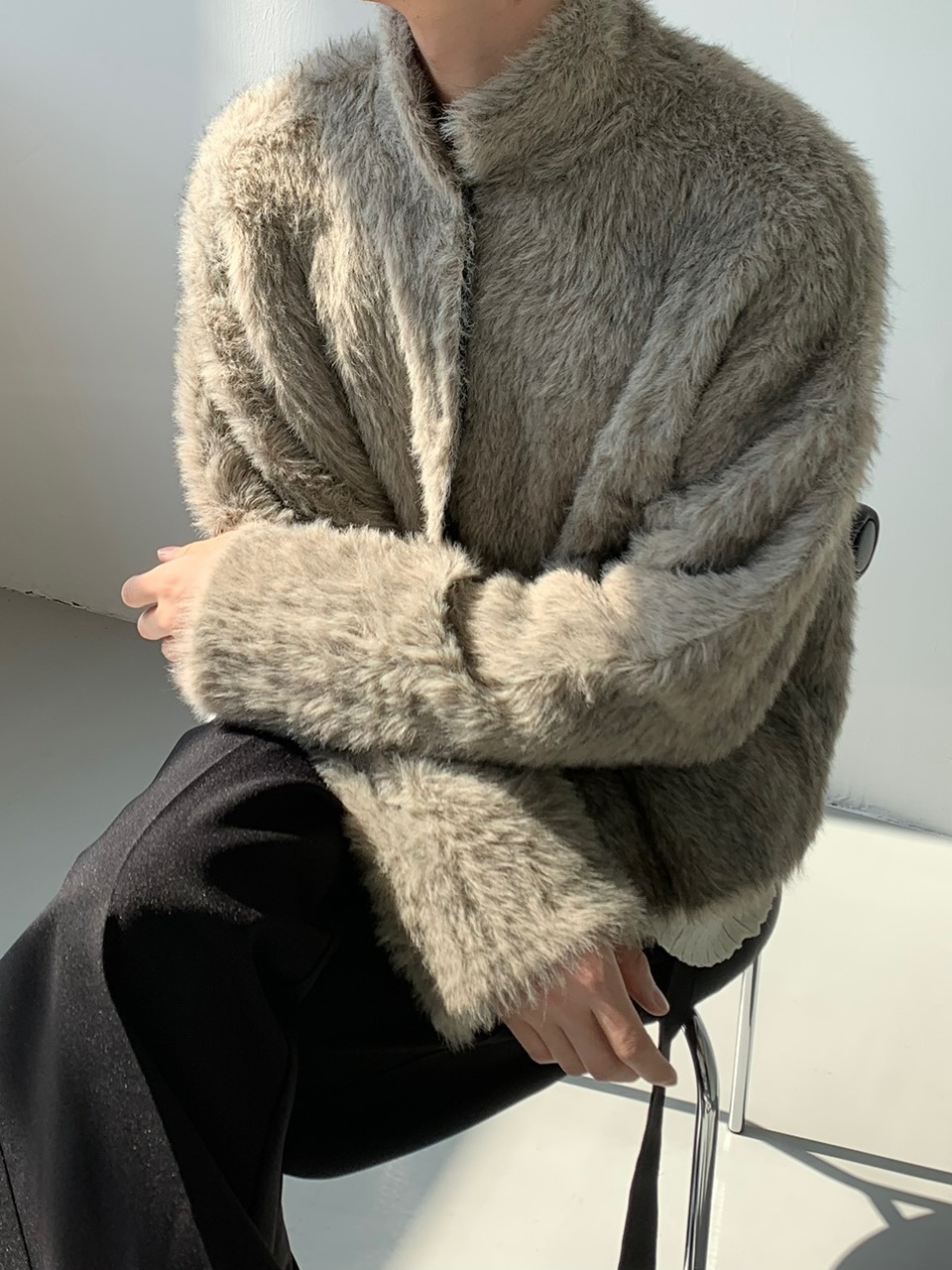 2024 New Designer Korean Short Street Fashion Brand Jacket High Sense Collar Knitted Sweater for Men