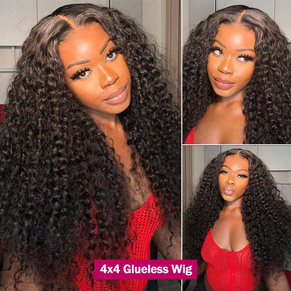 LINKS Deep Wave Glueless Wigs Human Hair Pre Plucked Cut x Curly Lace Density Wet And Wavy