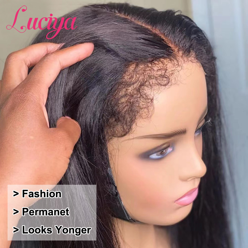 4C kinky Edges Bone Straight 13x4 Full Front Curly Baby 13x6 HD Lace Frontal Human Hair Wigs Glueless Closure Wig