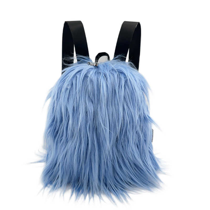 autumn winter long hair adjustable backpack with niche design, plush tassel versatile y2k spicy girl backpack 241015